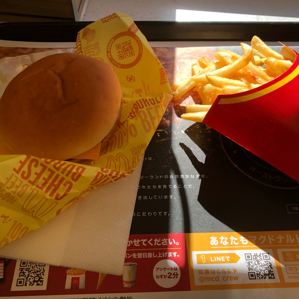 ユーザーが投稿したチーズバーガーの写真 - 実際訪問したユーザーが直接撮影して投稿した大和東ファーストフードマクドナルド 大和店の写真
