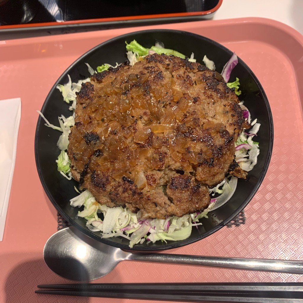 ユーザーが投稿した黒毛和牛ハンバーグ丼オニオンソースステーキの写真 - 実際訪問したユーザーが直接撮影して投稿した阿倍野筋バル / バールI T O 肉バル ダイニングの写真