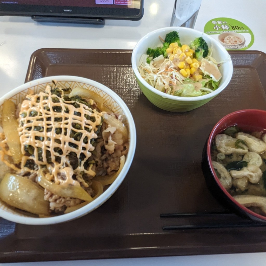 ユーザーが投稿した牛丼 明太マヨTPの写真 - 実際訪問したユーザーが直接撮影して投稿した萱方町牛丼すき家 34号鳥栖店の写真