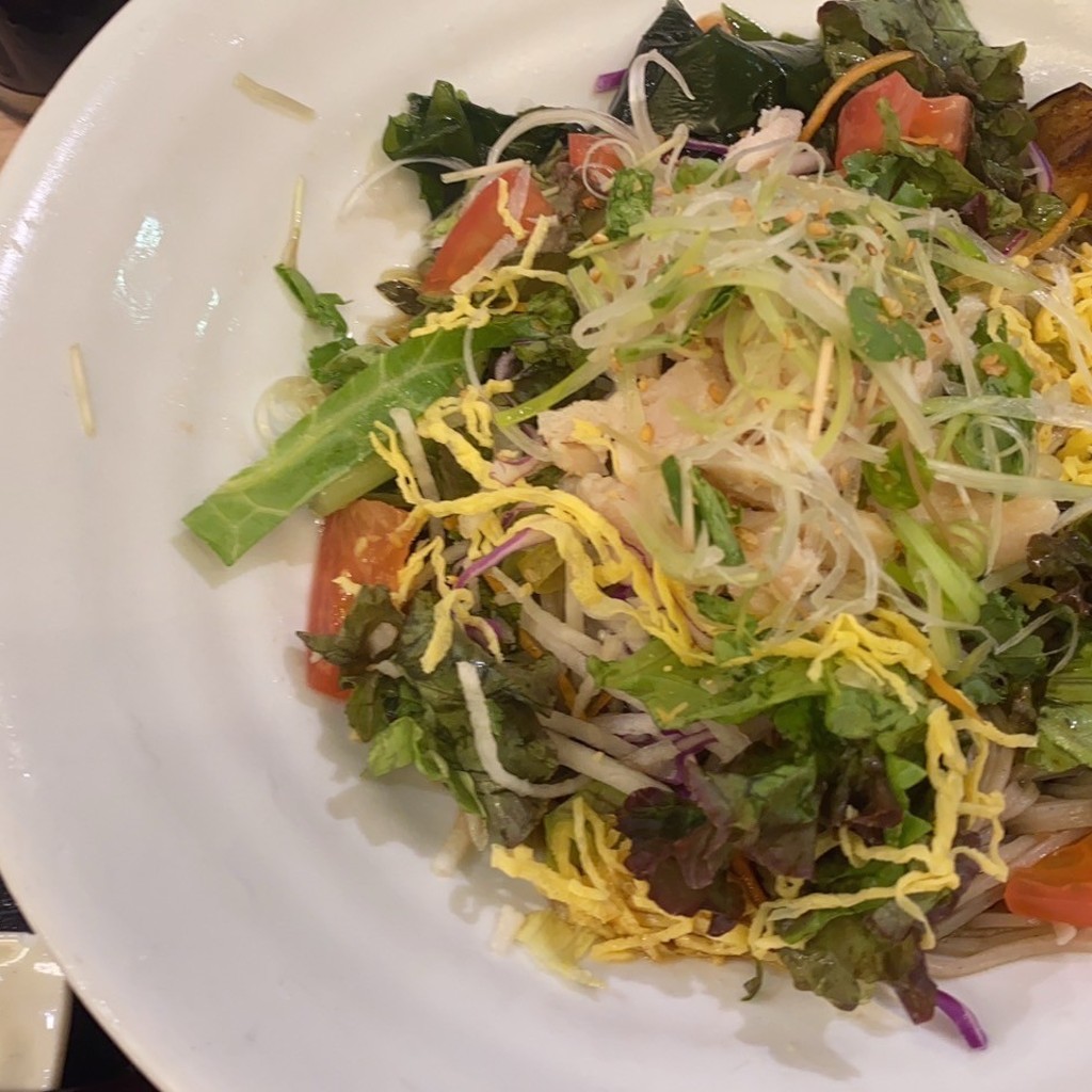 ユーザーが投稿した黒酢サラダそばの写真 - 実際訪問したユーザーが直接撮影して投稿した芝田そば家族亭 阪急三番街店の写真