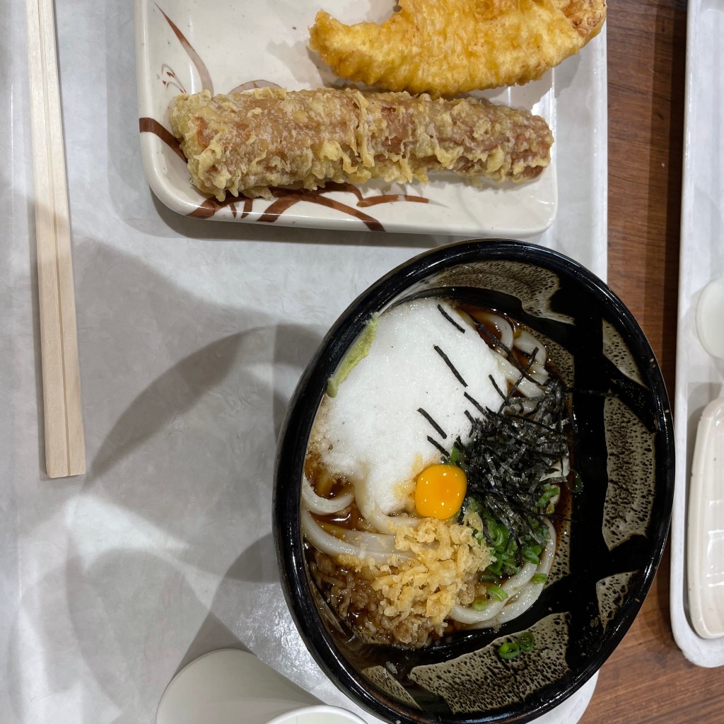 ユーザーが投稿したぶっとろうどん とりてん ちくわの写真 - 実際訪問したユーザーが直接撮影して投稿した水江うどんぶっかけふるいち イオン倉敷店の写真