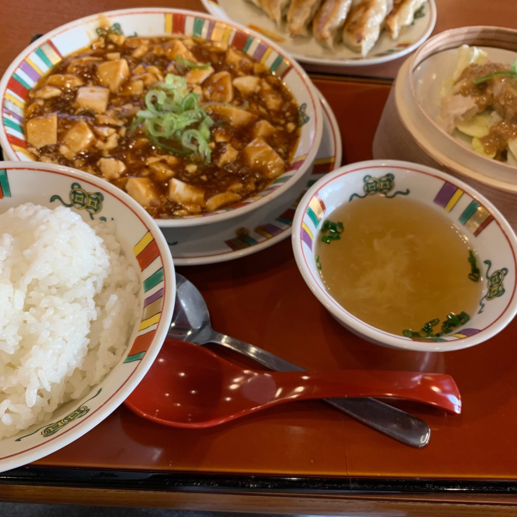 ユーザーが投稿した麻婆豆腐と蒸し鶏のセットの写真 - 実際訪問したユーザーが直接撮影して投稿した星原町中華料理すけろく 星原店の写真