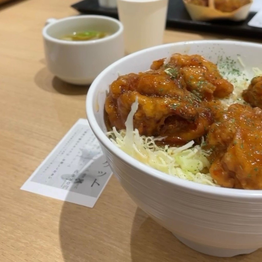 ユーザーが投稿したLunchどんチキン南蛮丼の写真 - 実際訪問したユーザーが直接撮影して投稿した地行浜定食屋いっかく食堂  マークイズ福岡ももち店の写真