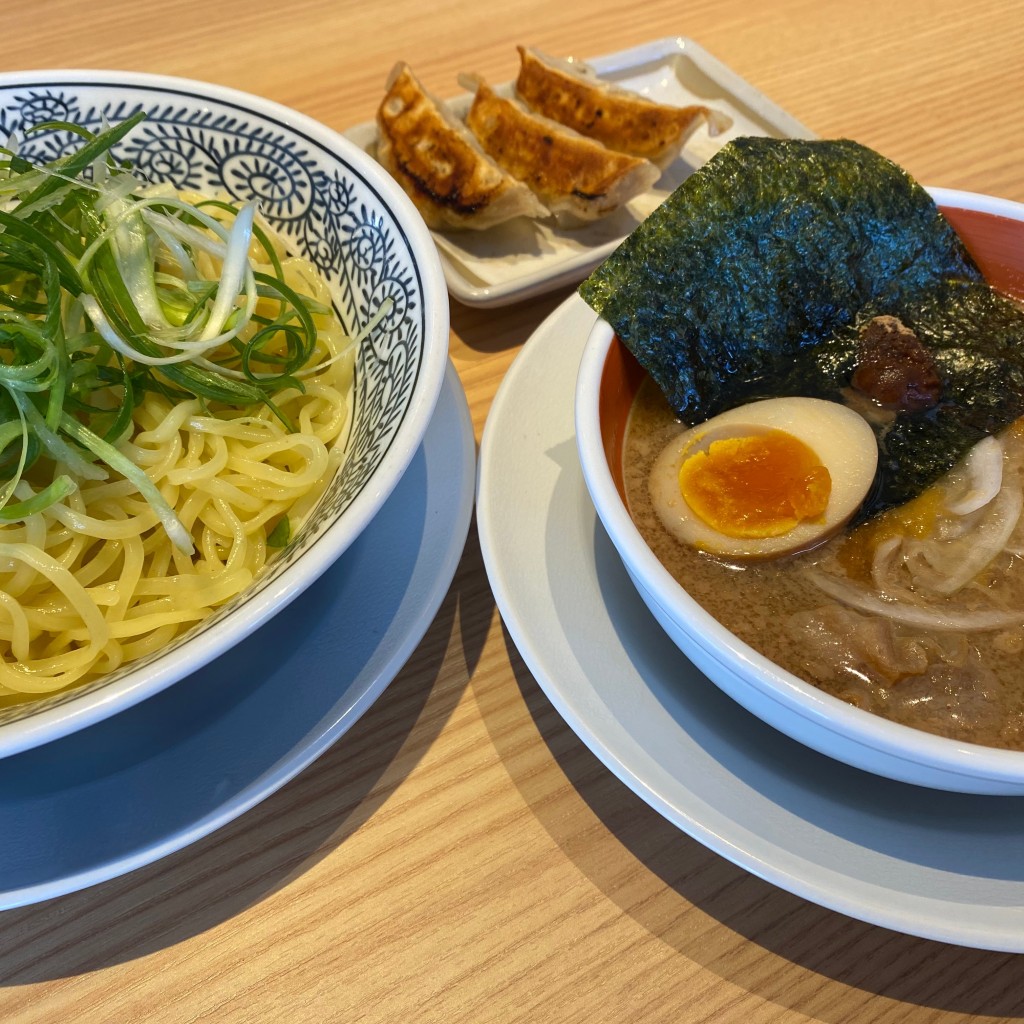 ユーザーが投稿した肉そばつけ麺 チャーハン餃子セットの写真 - 実際訪問したユーザーが直接撮影して投稿した新別府町ラーメン専門店丸源ラーメン 宮崎新別府店の写真