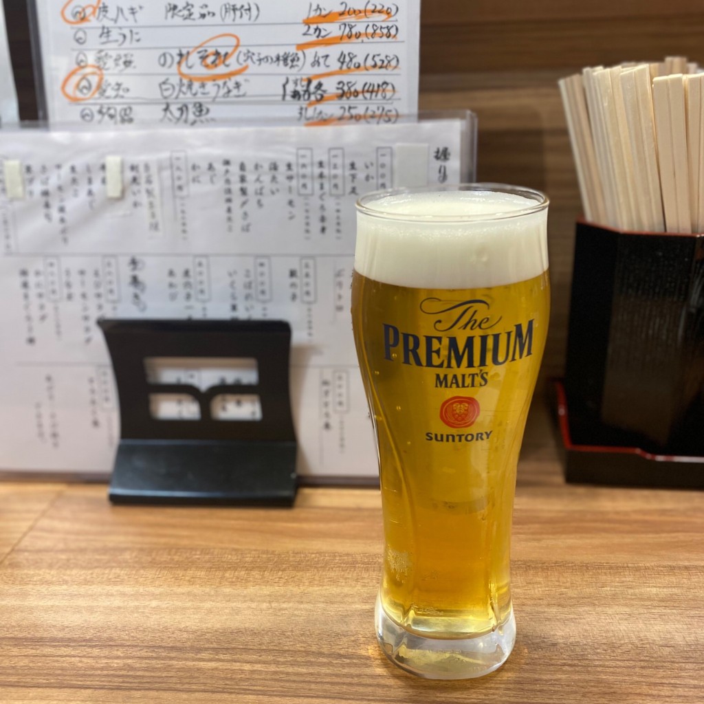 ユーザーが投稿した生ビールの写真 - 実際訪問したユーザーが直接撮影して投稿した寿司寿司屋まつい 大阪駅前第三ビル店の写真