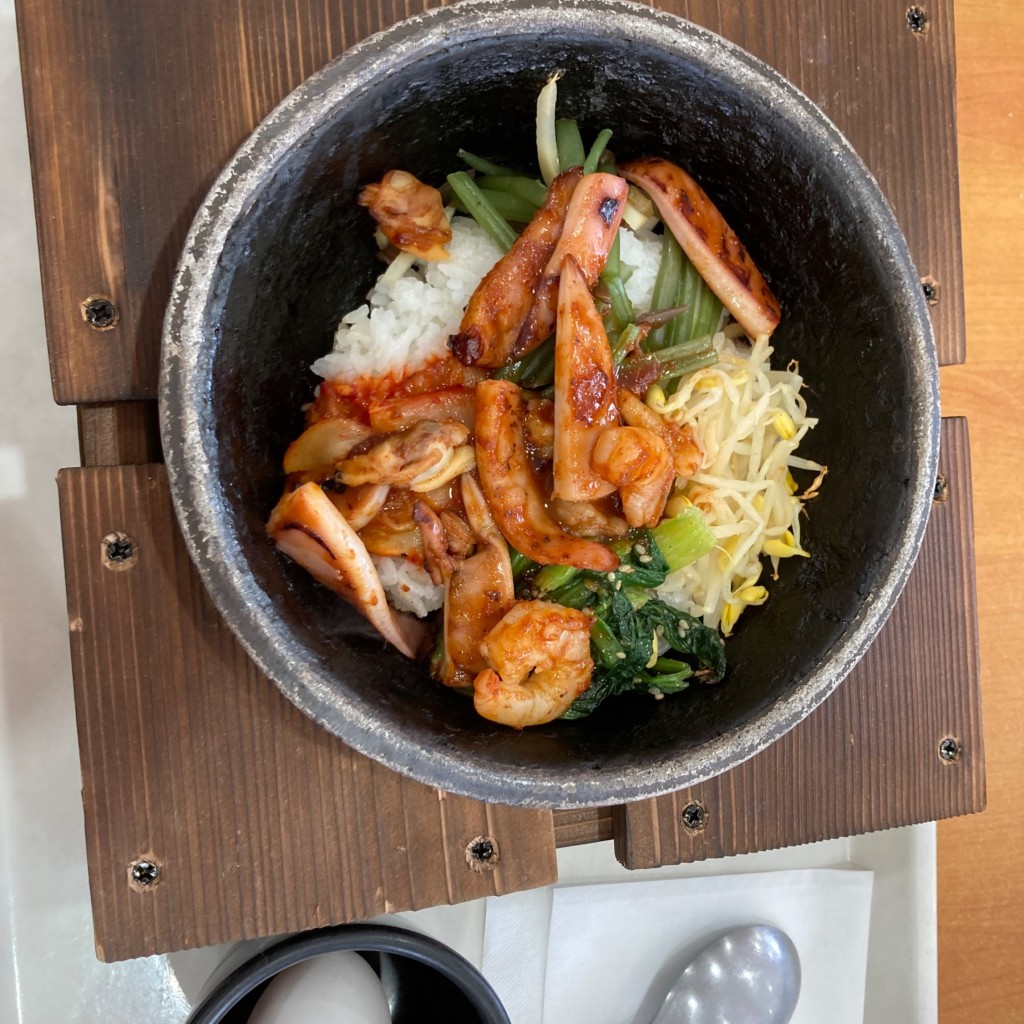 ユーザーが投稿した海鮮石焼ビビンバの写真 - 実際訪問したユーザーが直接撮影して投稿した中川韓国料理ミョンドンヤ フードコート小野田店の写真