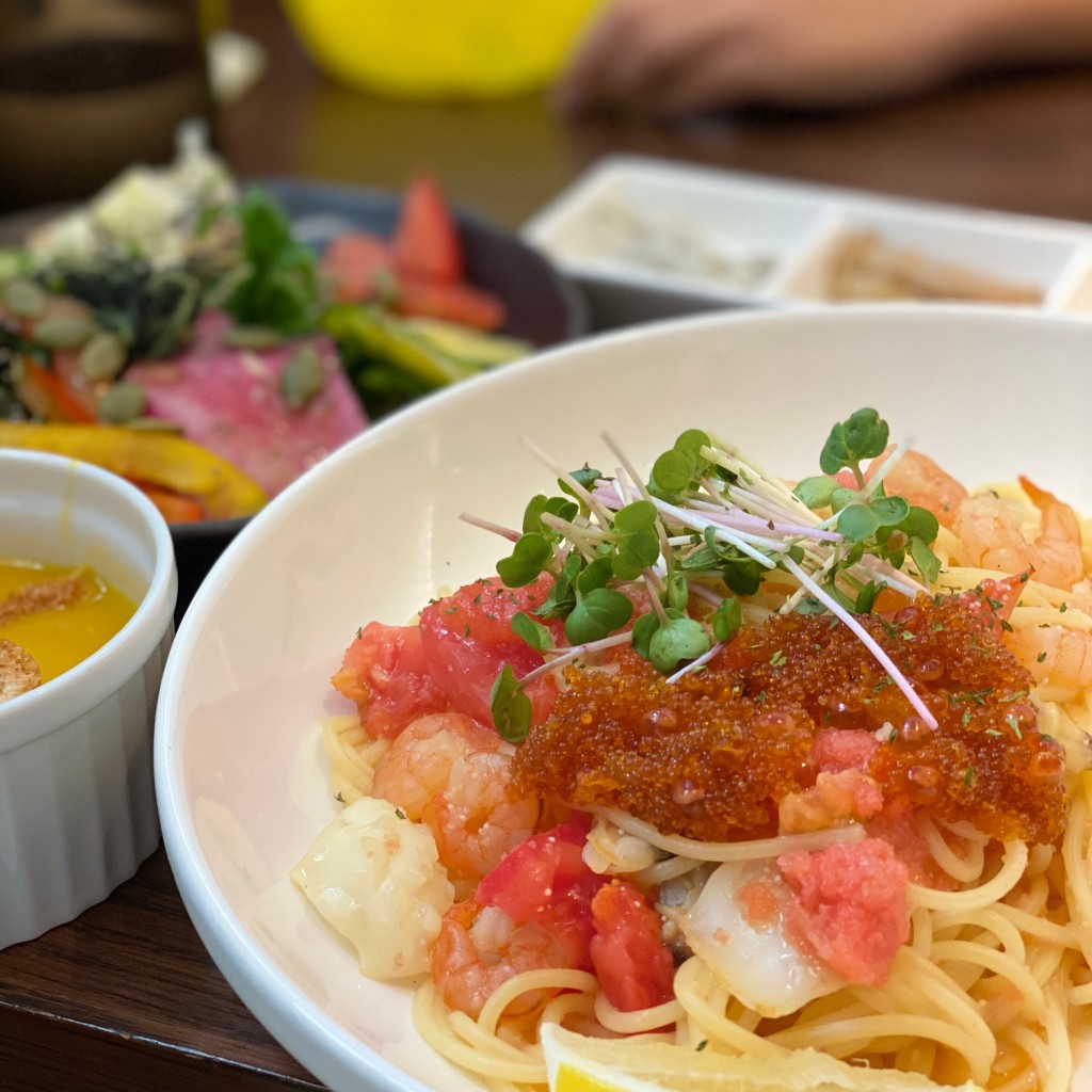 ユーザーが投稿したLunchタラコパスタの写真 - 実際訪問したユーザーが直接撮影して投稿した竹鼻竹ノ街道町カフェLion CAFEの写真