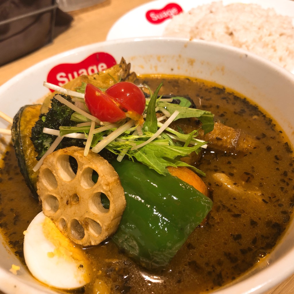 ユーザーが投稿した野菜たっぷりベジタブルカレーの写真 - 実際訪問したユーザーが直接撮影して投稿した渋谷カレー北海道スープカレー Suage 渋谷店の写真