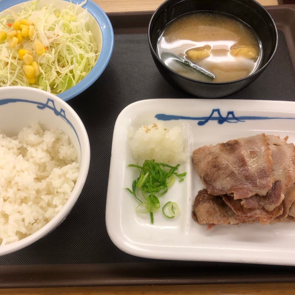 ユーザーが投稿したロース豚焼肉定食ミニの写真 - 実際訪問したユーザーが直接撮影して投稿した東中野牛丼松屋 東中野店の写真