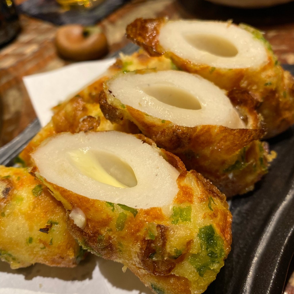 ユーザーが投稿したちくわチーズいそべ揚げの写真 - 実際訪問したユーザーが直接撮影して投稿した高田馬場うなぎ鰻とおでんの店 角家の写真