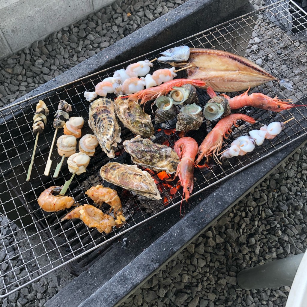 ユーザーが投稿した海鮮串の写真 - 実際訪問したユーザーが直接撮影して投稿した豊丘魚介 / 海鮮料理魚太郎 旨いもの屋台の写真