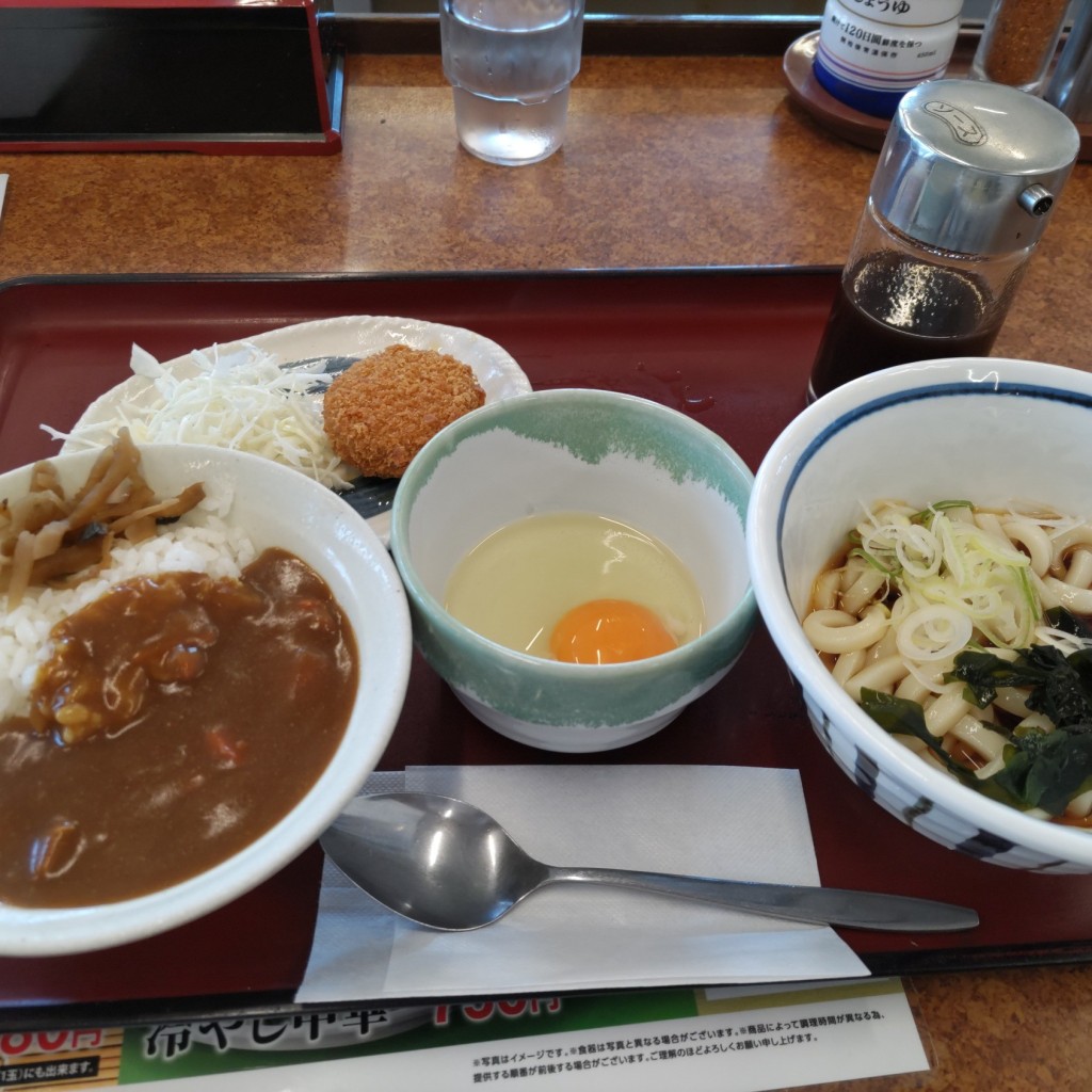 ユーザーが投稿したミニカレー丼朝定食の写真 - 実際訪問したユーザーが直接撮影して投稿した松葉町うどん山田うどん食堂 東松山店の写真