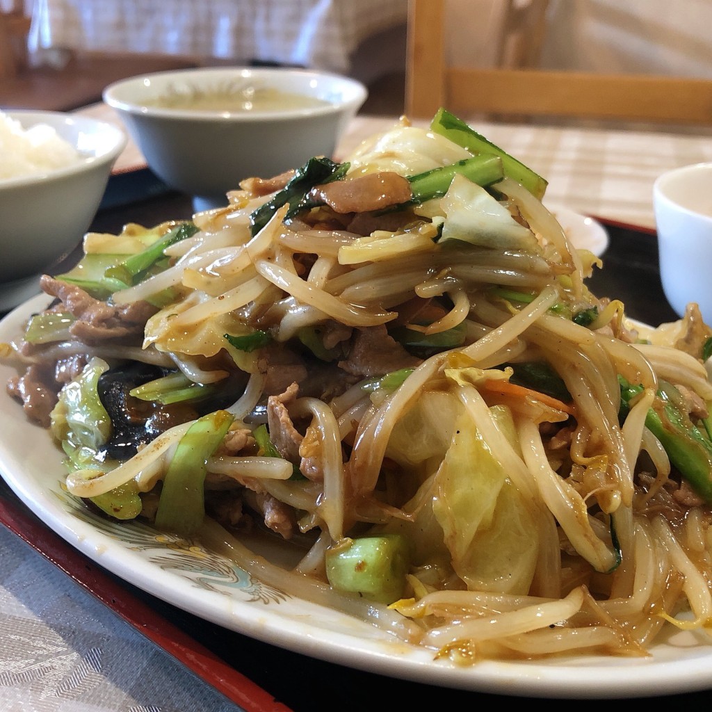 ユーザーが投稿した肉野菜炒め定食の写真 - 実際訪問したユーザーが直接撮影して投稿した栄町中華料理龍華園の写真