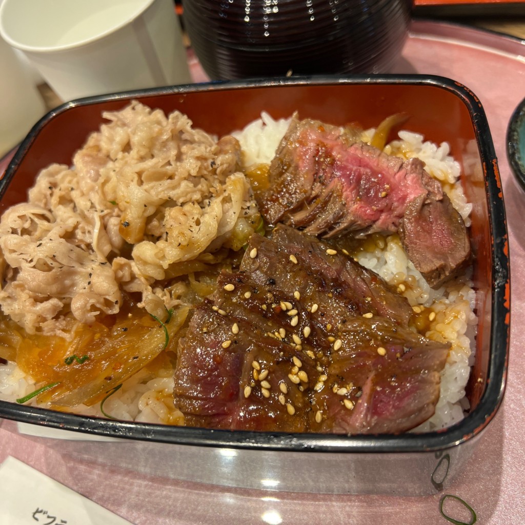 ユーザーが投稿した重 ハラミ&肉飯の写真 - 実際訪問したユーザーが直接撮影して投稿した天美東牛丼ビフテキ重・肉飯 ロマン亭 セブンパーク天美店の写真