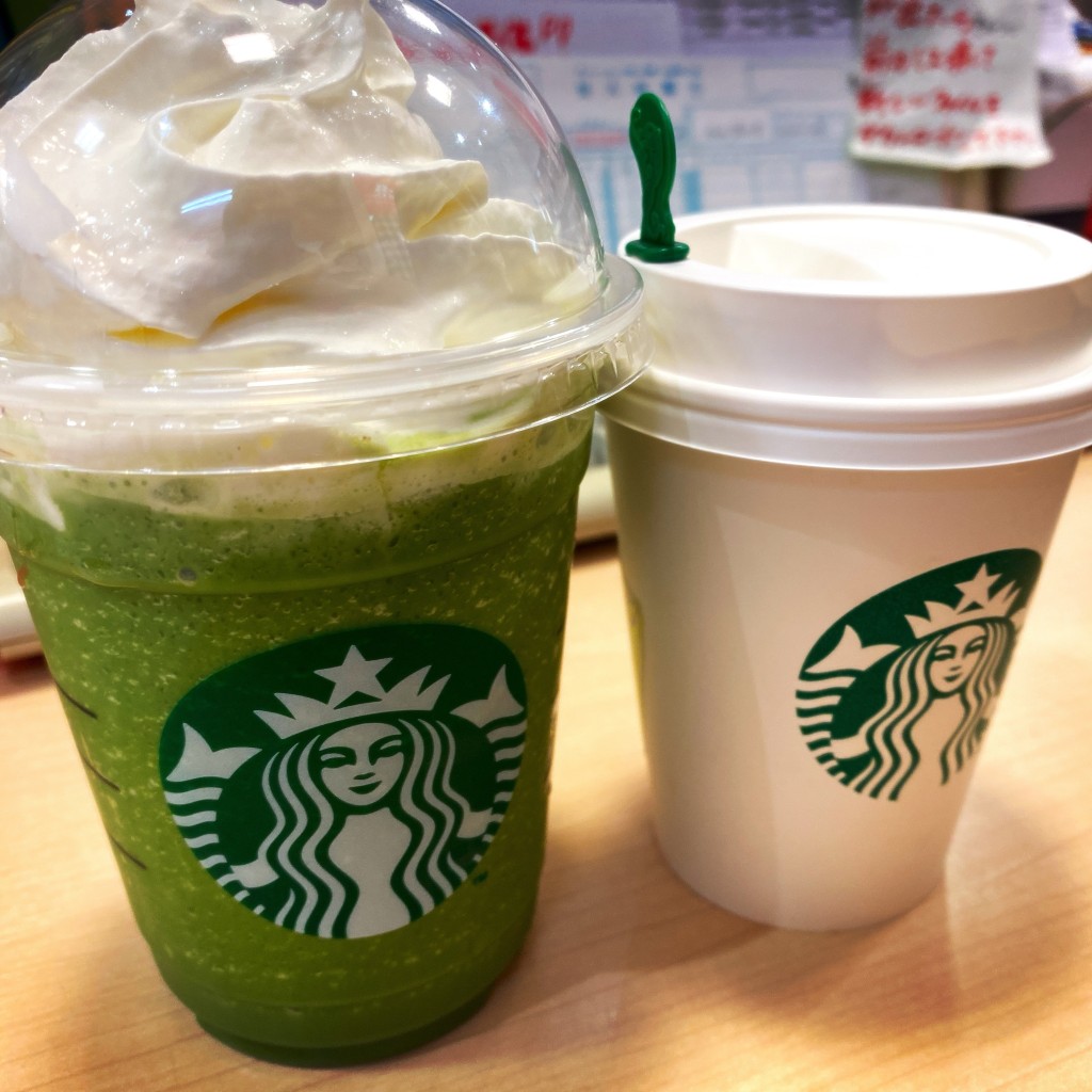 ユーザーが投稿した抹茶クリームフラペチーノの写真 - 実際訪問したユーザーが直接撮影して投稿した二島カフェスターバックスコーヒー イオン若松店の写真