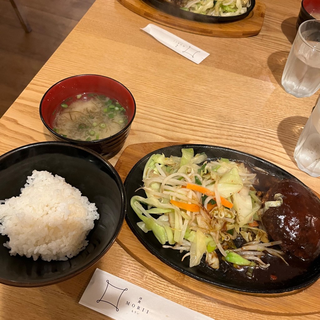 ユーザーが投稿したハンバーグ焼きランチ (ダブル)の写真 - 実際訪問したユーザーが直接撮影して投稿した柱洋食洋食 もりいの写真