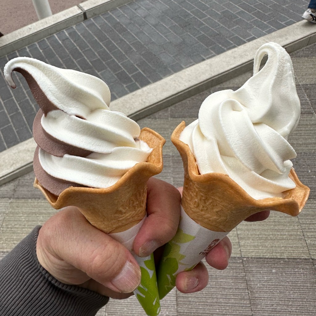 ユーザーが投稿したチョコミルクソフトクリームの写真 - 実際訪問したユーザーが直接撮影して投稿した西尾久カフェもぐもぐハウスの写真