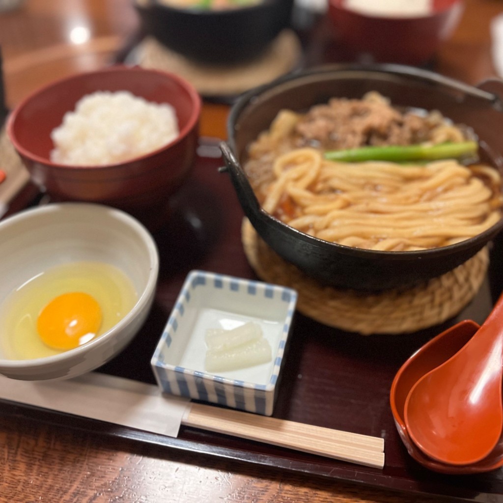 ユーザーが投稿したすき焼き定食の写真 - 実際訪問したユーザーが直接撮影して投稿した東心斎橋うどんうどんちり本家 にし家 本店の写真