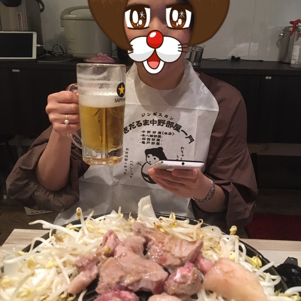 ユーザーが投稿したジンギスカン食べ飲み放題の写真 - 実際訪問したユーザーが直接撮影して投稿した南八幡肉料理ジンギスカン ゆきだるま 本八幡部屋の写真