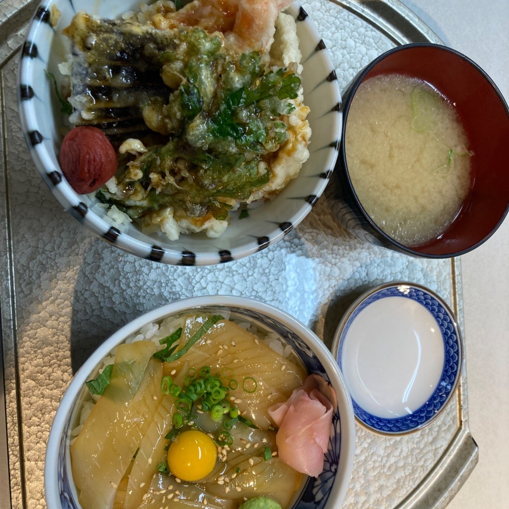 ユーザーが投稿したいかづけ丼、天丼セットの写真 - 実際訪問したユーザーが直接撮影して投稿した八楠魚介 / 海鮮料理とろろ・海鮮料理 さんすい 2号店の写真