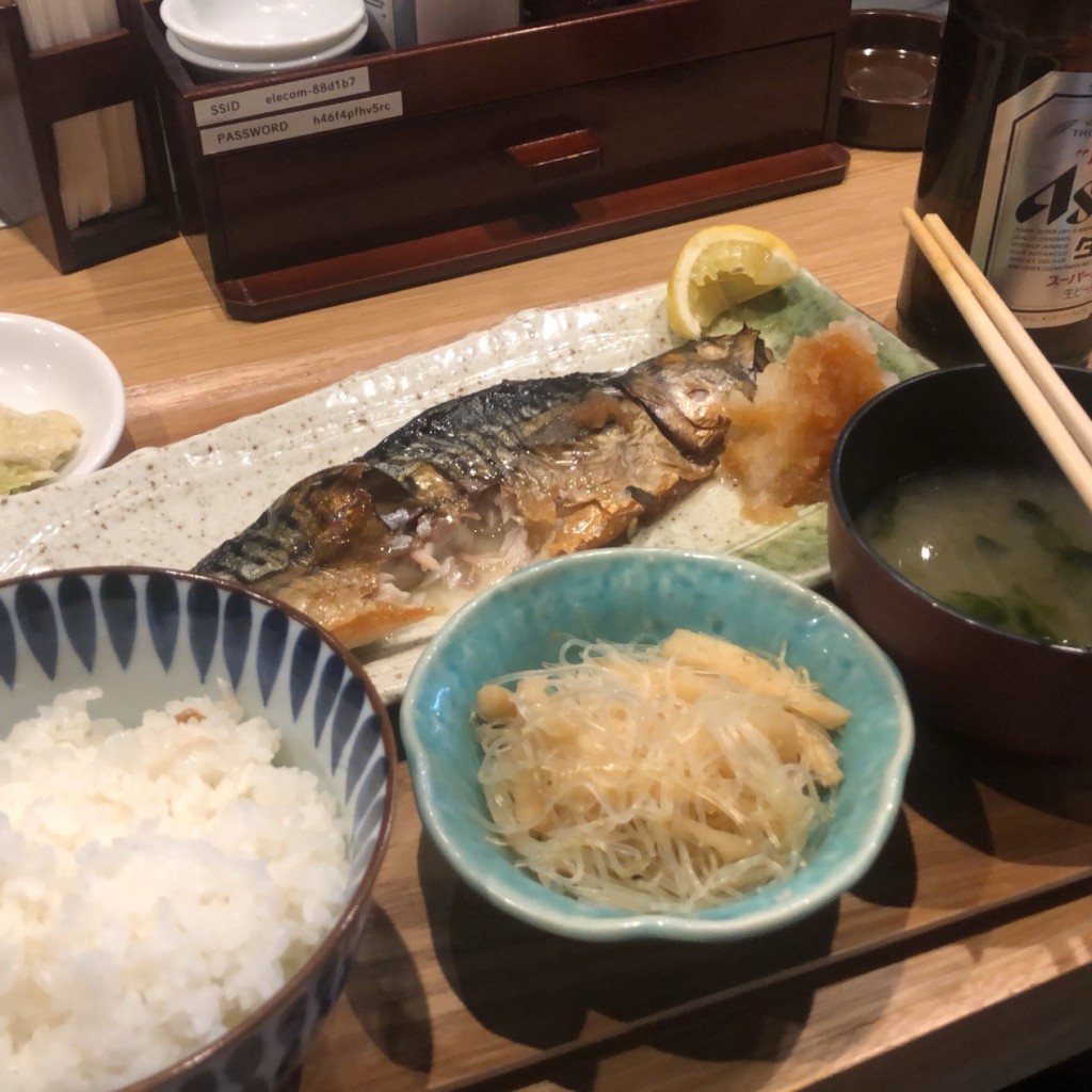 ユーザーが投稿した定食とビールの写真 - 実際訪問したユーザーが直接撮影して投稿した宇田川町魚介 / 海鮮料理TOKYO FISHERMAN’S WHARF 魚秀~UOHIDE~渋谷宇田川店の写真