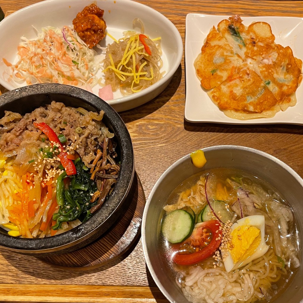 ユーザーが投稿したビビンバ、スンドゥブハーフセットの写真 - 実際訪問したユーザーが直接撮影して投稿した浜町韓国料理韓美膳 ららぽーとTOKYO-BAY店の写真