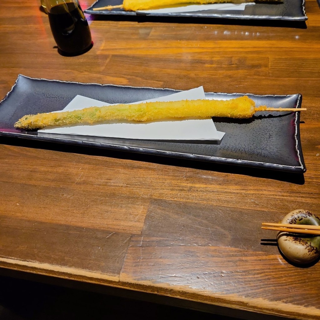ユーザーが投稿したアスパラの1本串揚フライの写真 - 実際訪問したユーザーが直接撮影して投稿した徳力居酒屋食楽厨房 りおんの写真