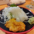 イカ刺しとウニ - 実際訪問したユーザーが直接撮影して投稿した弁天町天ぷら海鮮と天ぷらの店 いづるの写真のメニュー情報