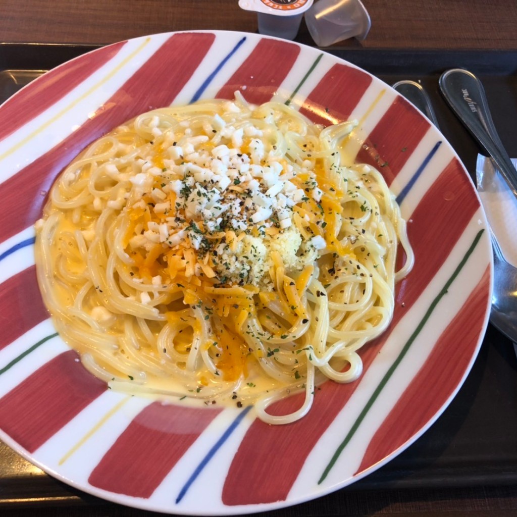 ユーザーが投稿した種チーズのクリームパスタの写真 - 実際訪問したユーザーが直接撮影して投稿した源藤町カフェサンマルクカフェ ニトリモール宮崎店の写真