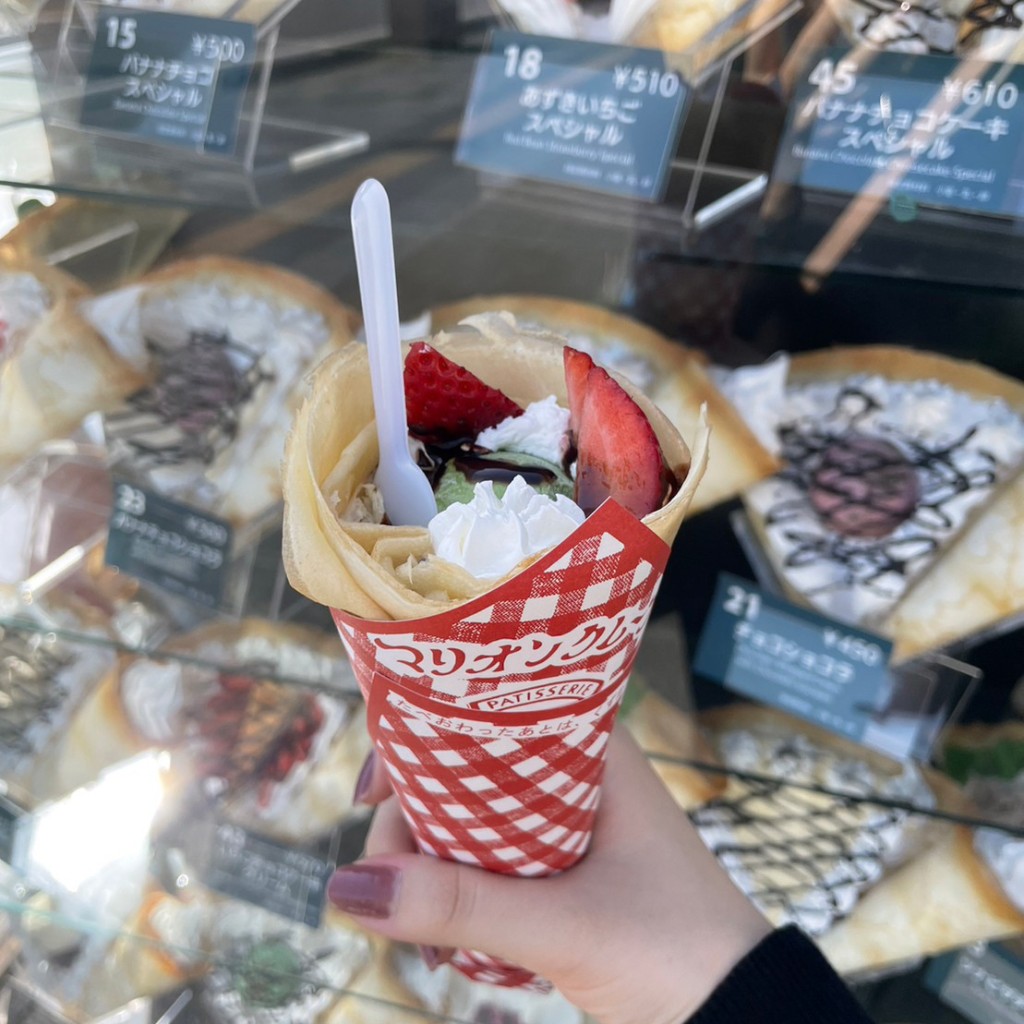 ユーザーが投稿したイチゴチョコ抹茶の写真 - 実際訪問したユーザーが直接撮影して投稿した石屋町スイーツマリオンクレープ 日光店の写真