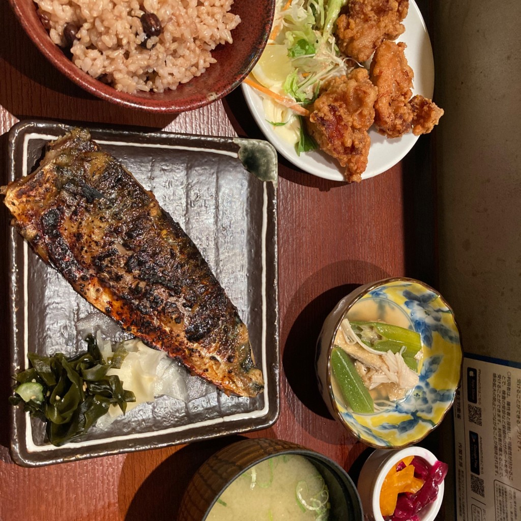 ユーザーが投稿した2鯖の味噌漬焼きと唐揚げの写真 - 実際訪問したユーザーが直接撮影して投稿した大深町焼鳥麹と炭火焼鳥 発酵おでん 一献三菜の写真