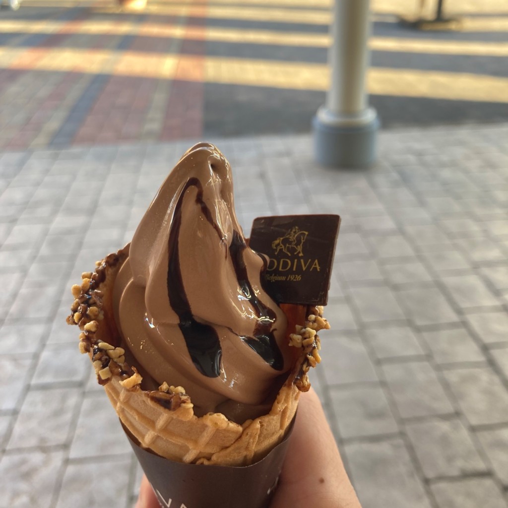 ユーザーが投稿したソフトクリーム ダブルチョコレート(コーン)の写真 - 実際訪問したユーザーが直接撮影して投稿した上津台チョコレートゴディバ 神戸三田プレミアム・アウトレット店の写真