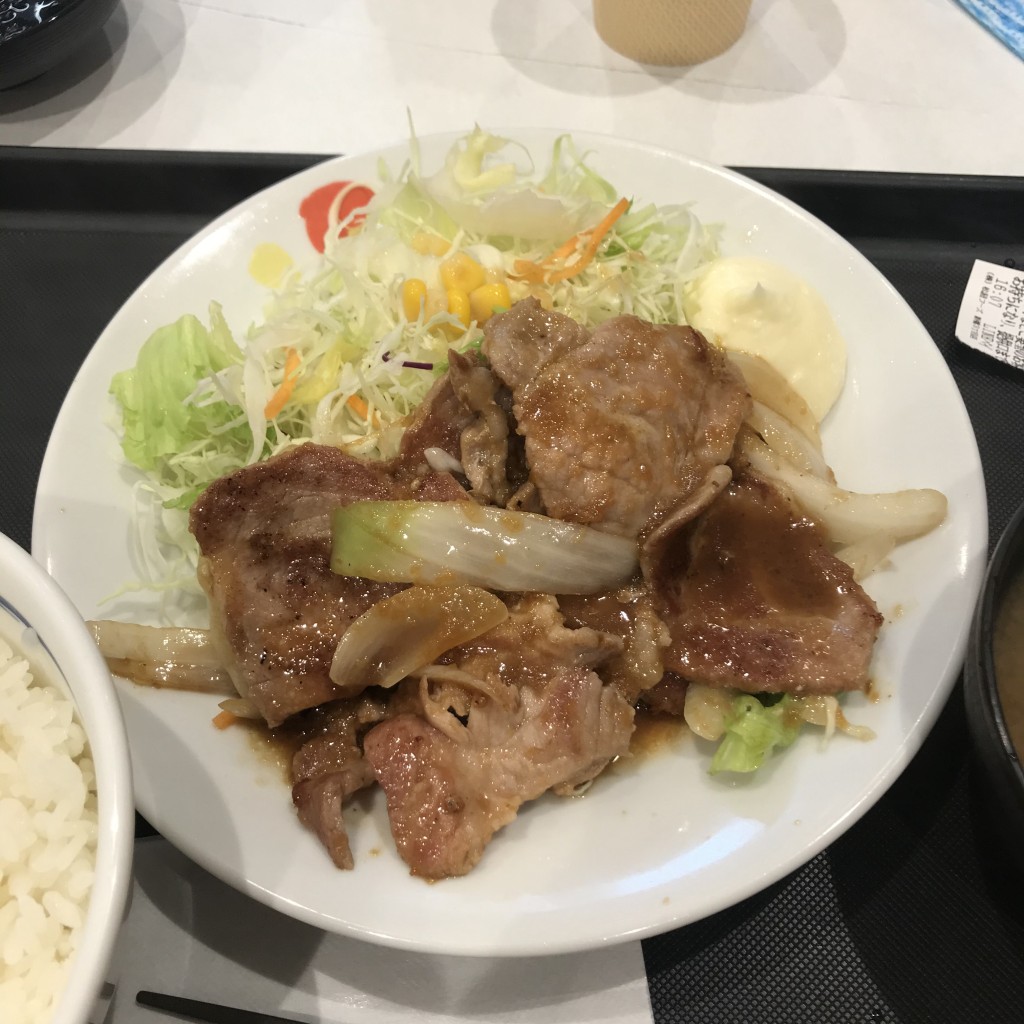 ユーザーが投稿した豚生姜焼き定食の写真 - 実際訪問したユーザーが直接撮影して投稿した新橋牛丼松屋 新橋3丁目店の写真