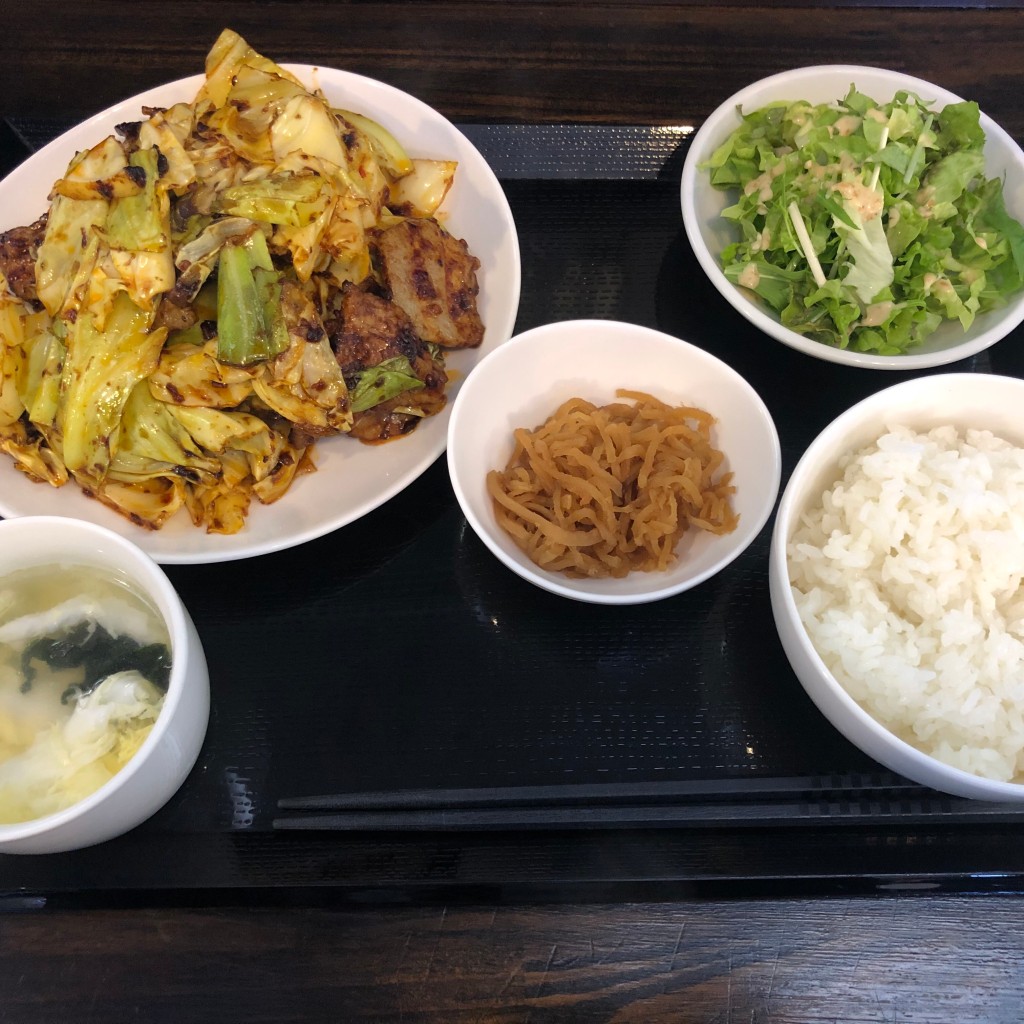 ユーザーが投稿した日替わりB定食(回鍋肉)の写真 - 実際訪問したユーザーが直接撮影して投稿した西中央四川料理四川料理 心の写真