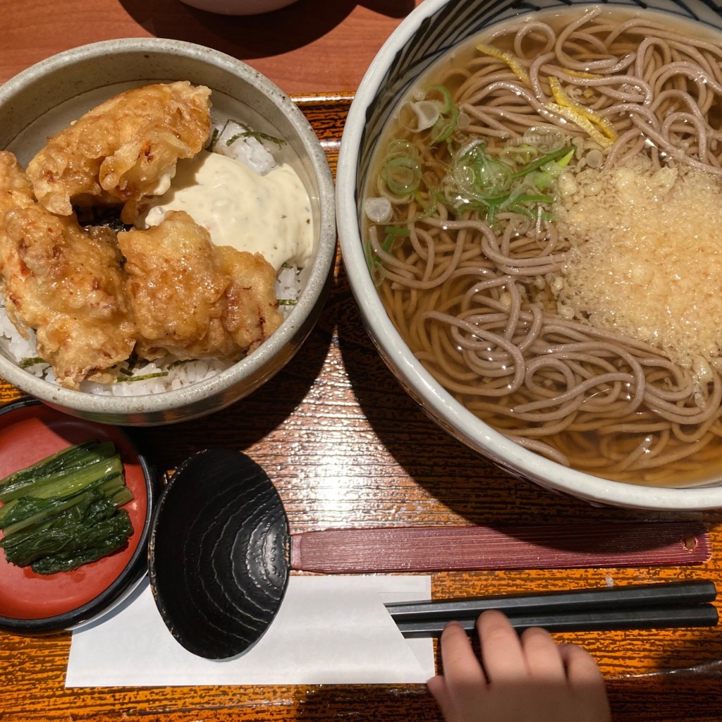 ユーザーが投稿した鶏天丼定食の写真 - 実際訪問したユーザーが直接撮影して投稿した栄そばおらが蕎麦 名古屋栄ガスビル店の写真