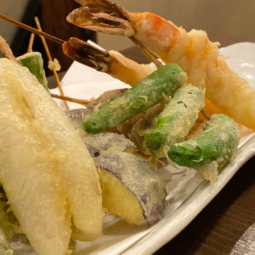 ユーザーが投稿した串天ぷら 盛り合わせの写真 - 実際訪問したユーザーが直接撮影して投稿した下目黒天ぷら元祖 串天ぷら むてっぽうの写真