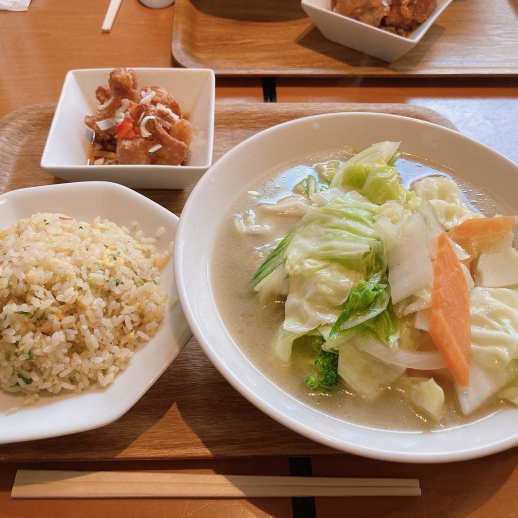 ユーザーが投稿した野菜タンメンセットの写真 - 実際訪問したユーザーが直接撮影して投稿したよしわら中華料理CHINESE 青菜 あみプレミアムアウトレット店の写真