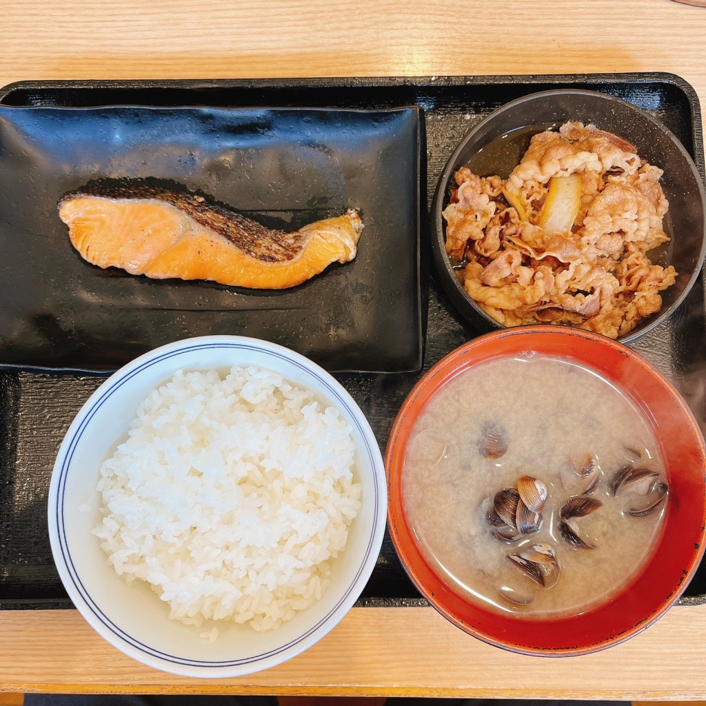 ユーザーが投稿した牛鮭定食の写真 - 実際訪問したユーザーが直接撮影して投稿した敷津東牛丼吉野家 大国町店の写真