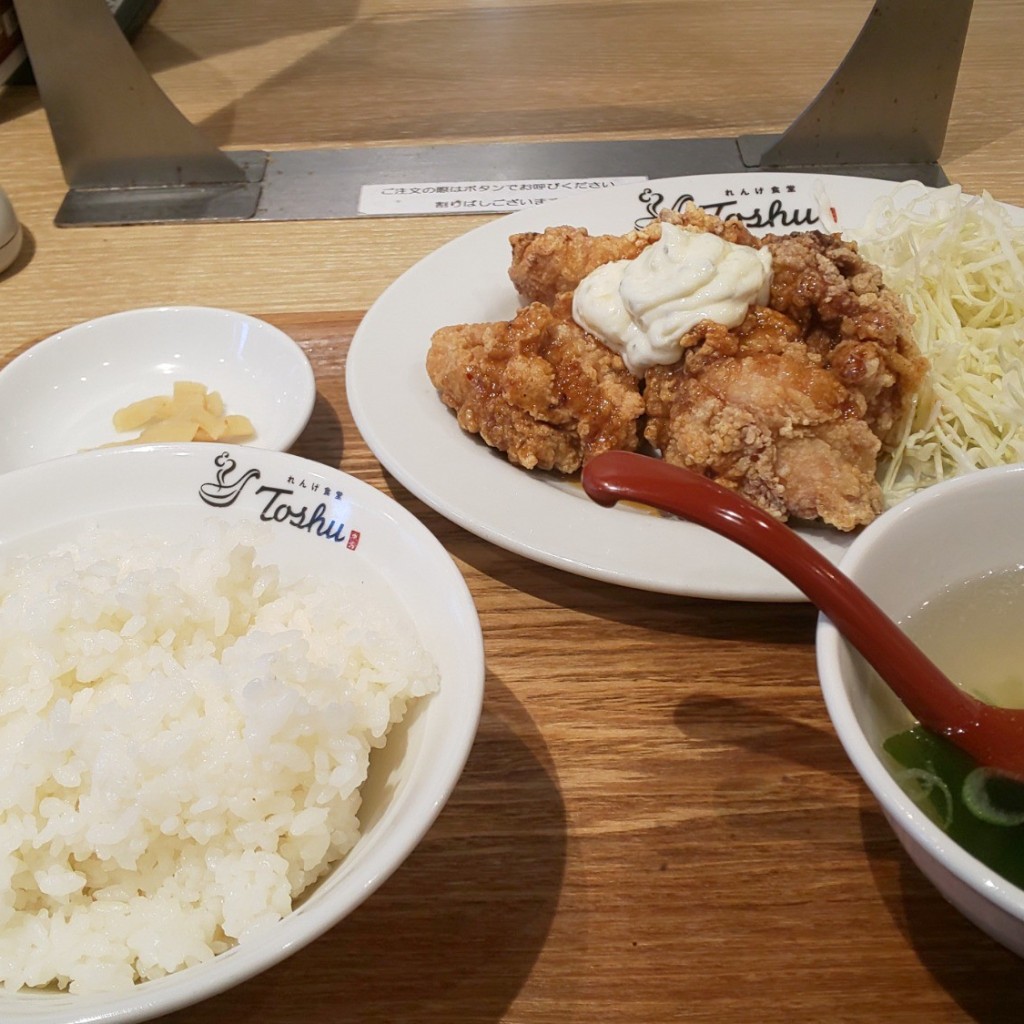 ユーザーが投稿したチキン南蛮定食の写真 - 実際訪問したユーザーが直接撮影して投稿した六ツ川中華料理れんげ食堂 Toshu 弘明寺店の写真