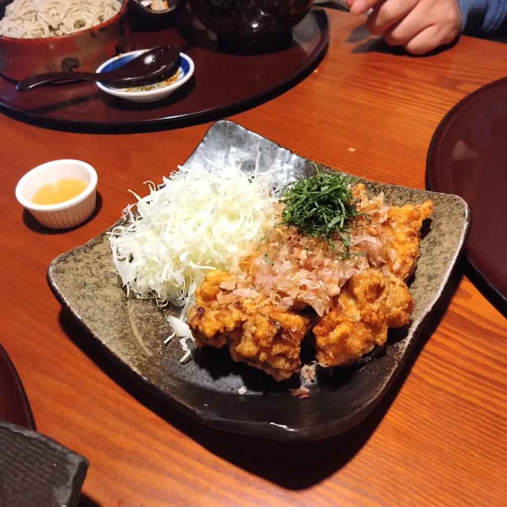 ユーザーが投稿した鶏の唐揚 梅シソおろしかけの写真 - 実際訪問したユーザーが直接撮影して投稿した行幸田居酒屋一銚 渋川店の写真