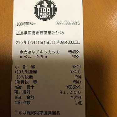 100時間カレー 広島レクト店のundefinedに実際訪問訪問したユーザーunknownさんが新しく投稿した新着口コミの写真