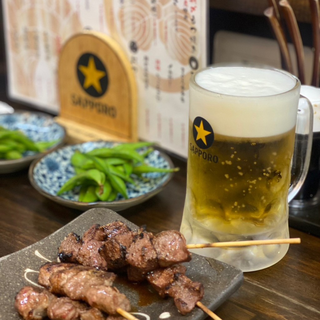 ユーザーが投稿したビール・串焼きの写真 - 実際訪問したユーザーが直接撮影して投稿した幸町居酒屋もつ焼串山形肉問屋センターの写真