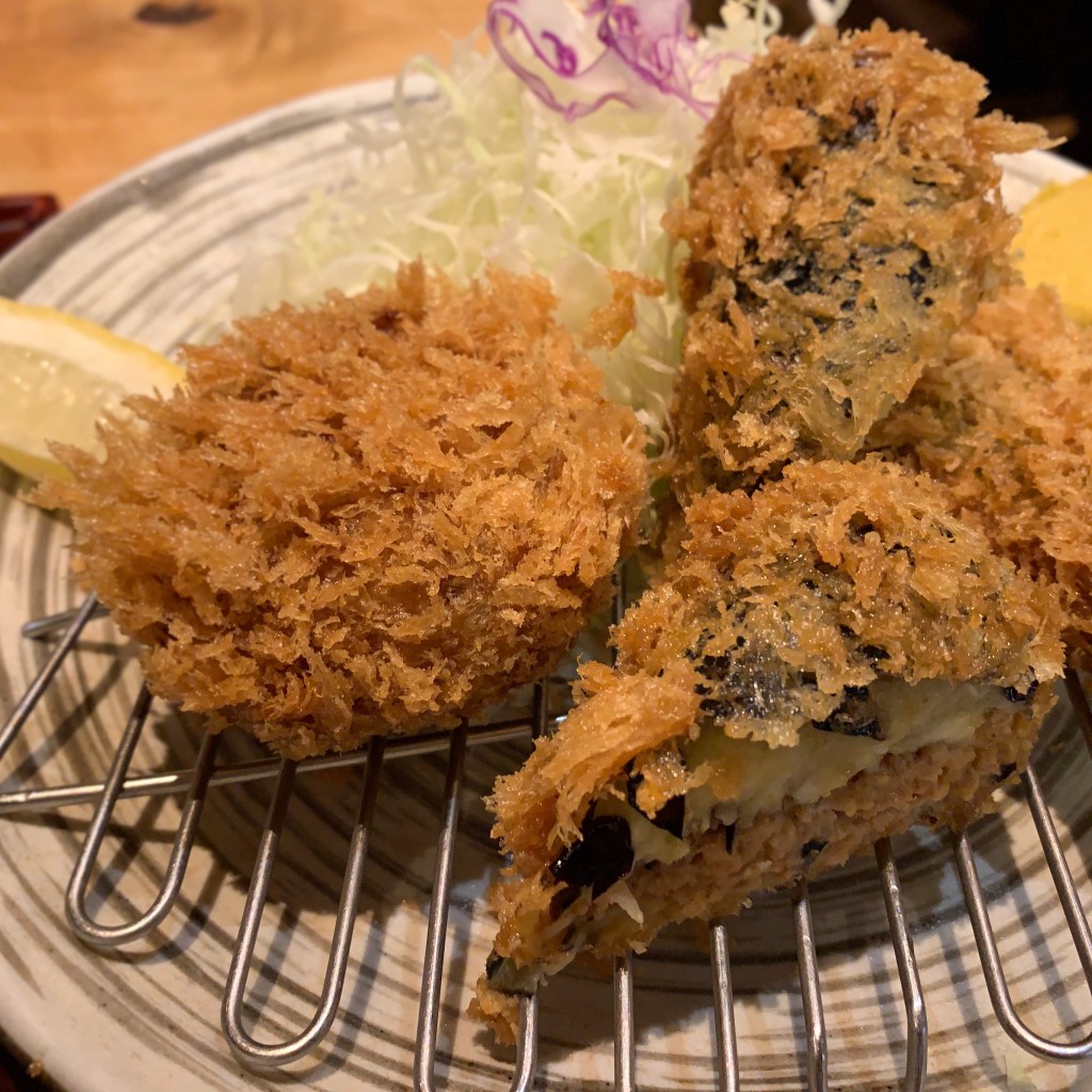 ユーザーが投稿したメンチカツと野菜肉づめランチの写真 - 実際訪問したユーザーが直接撮影して投稿した西蒲田とんかつ熟かつ亭の写真