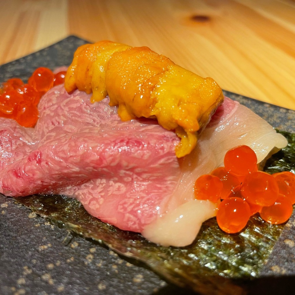 ユーザーが投稿したサーロイン炙り肉海苔寿の写真 - 実際訪問したユーザーが直接撮影して投稿した中央通焼肉赤身肉専門店 Loin〜ロイン〜の写真