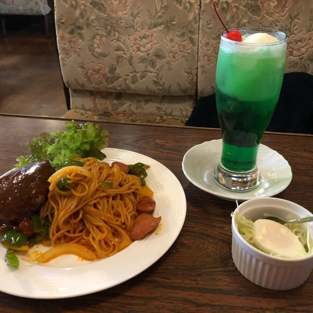 ユーザーが投稿したナポリタンハンバーグの写真 - 実際訪問したユーザーが直接撮影して投稿した紫野西御所田町喫茶店喫茶翡翠の写真