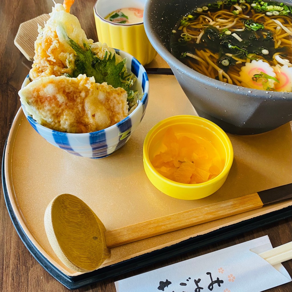 ユーザーが投稿したミニ天丼 +そば SETの写真 - 実際訪問したユーザーが直接撮影して投稿した海陽町和食 / 日本料理花ごよみの写真