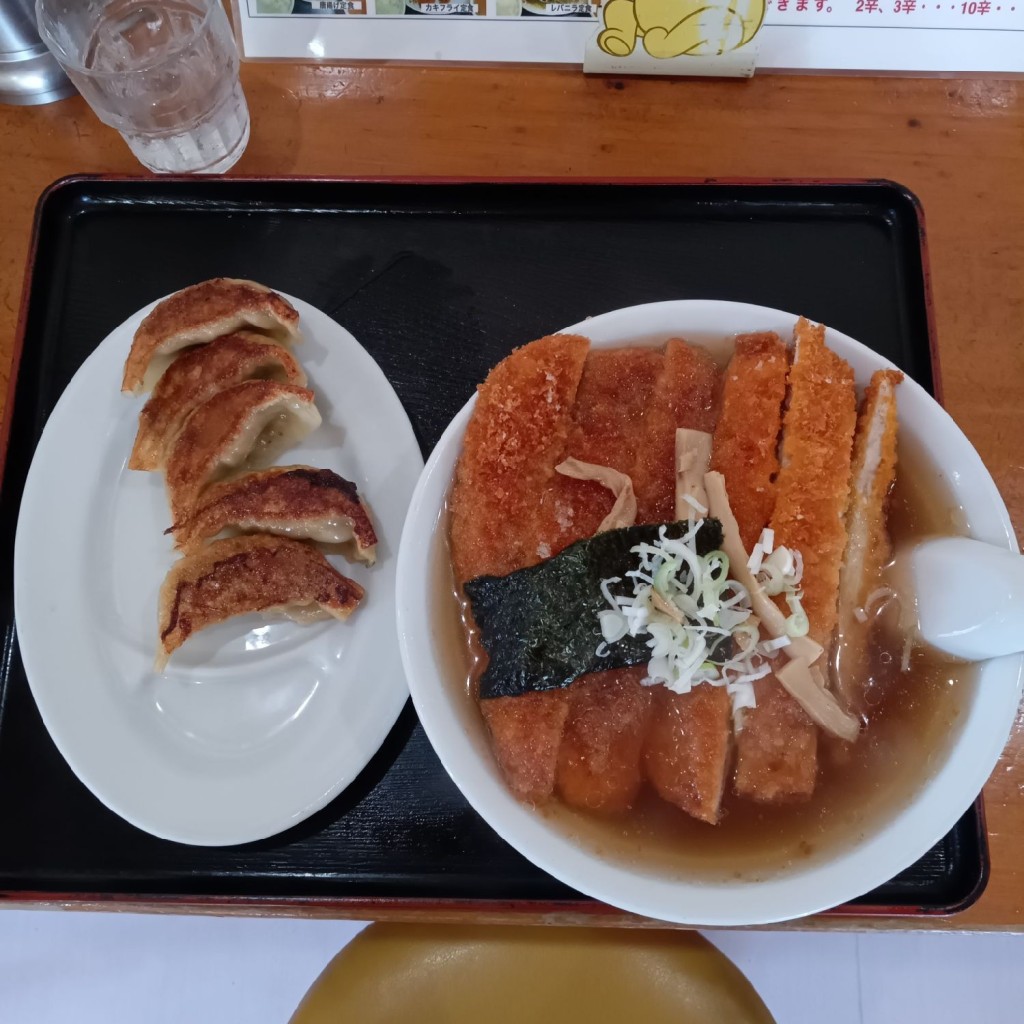 ユーザーが投稿したカツラーメンと餃子の写真 - 実際訪問したユーザーが直接撮影して投稿した中岡本町ラーメン / つけ麺めん工場 岡本店の写真