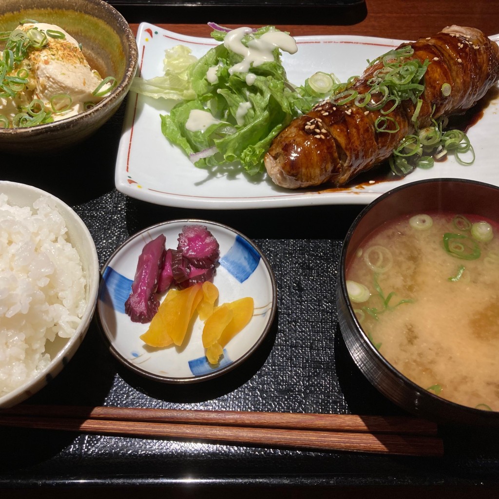 ユーザーが投稿したLunchつくね巻き定食の写真 - 実際訪問したユーザーが直接撮影して投稿した袋町居酒屋旬彩酒庵 おねぎや 袋町店の写真