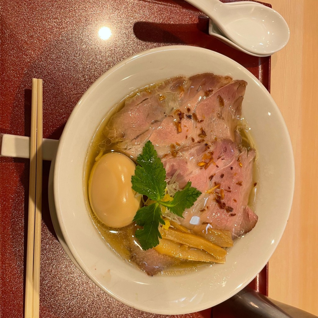 ユーザーが投稿した味玉金色貝そばの写真 - 実際訪問したユーザーが直接撮影して投稿した福島ラーメン / つけ麺燃えよ麺助の写真