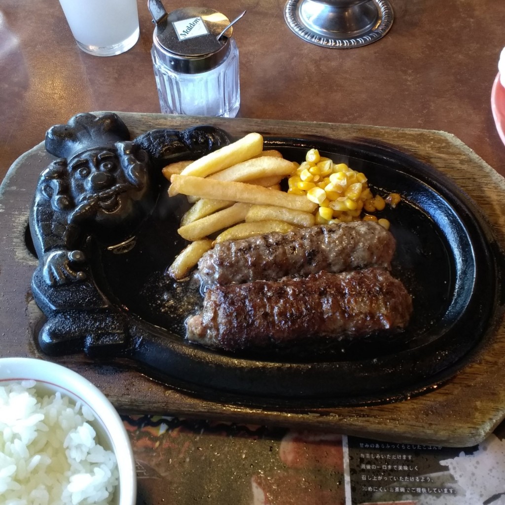 ユーザーが投稿した炭焼粗挽ハンバーグlunchの写真 - 実際訪問したユーザーが直接撮影して投稿した弥生町ステーキブロンコビリー 豊橋北山店の写真